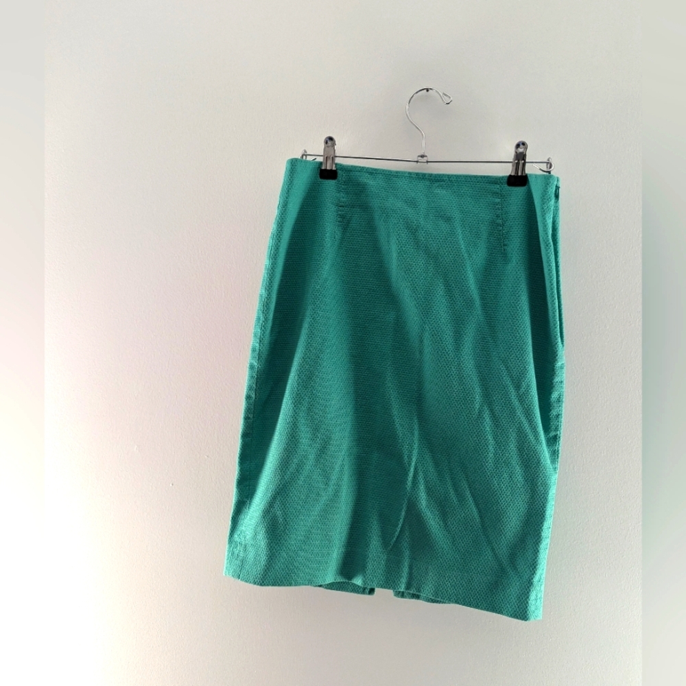 The Limited Teal Blue Textured Pencil Skirt Size 6 Spring Office Cotton Stretch